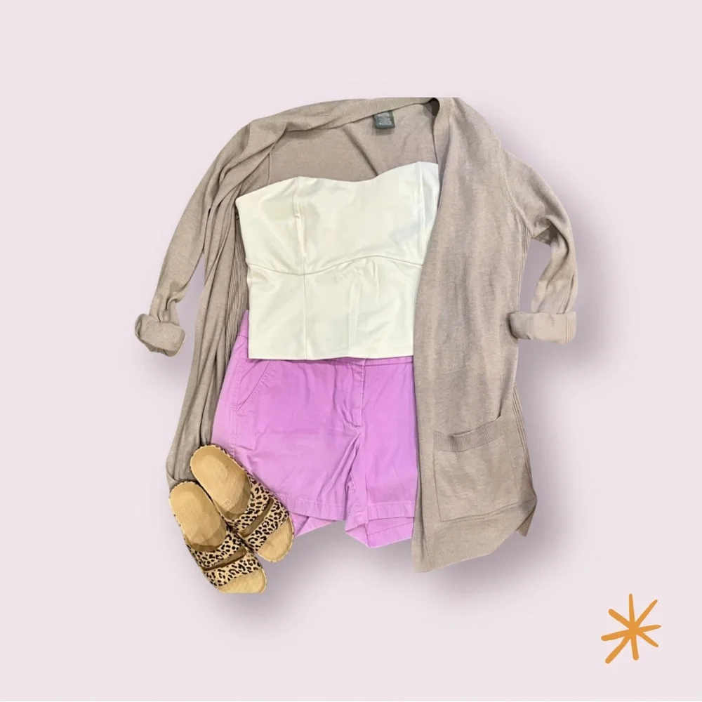 J. Crew Lilac Pink ‘City Fit’ Chino Shorts size 8 Medium 4” Preppy Girlie